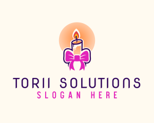 Candle Ribbon Gift logo design