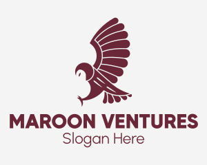 Maroon - Flying Owl Bird logo design