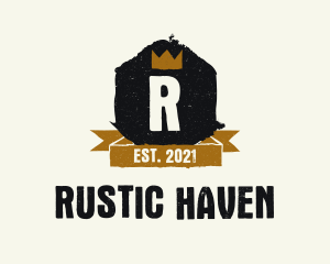 Rustic Royal Crown Letter logo design