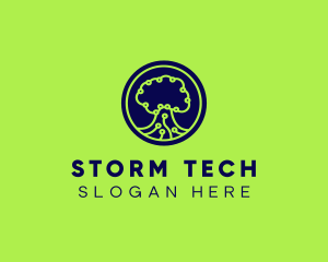 Green Tech Tree  logo design