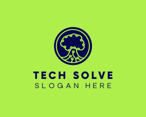 Green Tech Tree  logo design