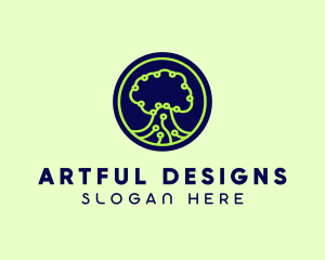 Green Tech Tree  logo design