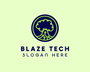 Green Tech Tree  logo design