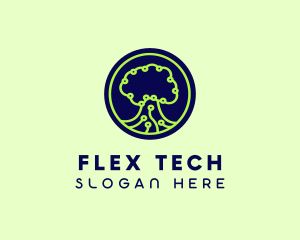 Green Tech Tree  logo design