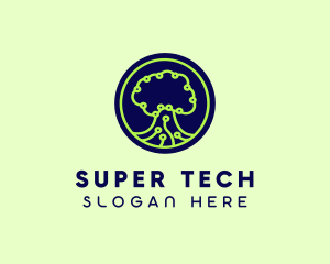 Green Tech Tree  logo design