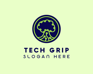 Green Tech Tree  logo design