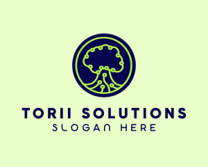 Green Tech Tree  logo design