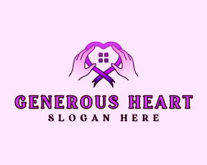 Ribbon Heart Hands logo design