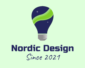 Scandinavia - Northern Lights Lightbulb logo design