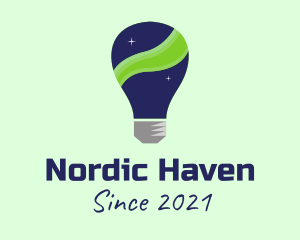 Nordic - Northern Lights Lightbulb logo design