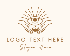 Tarot - Moon Eye Mystic Hand logo design
