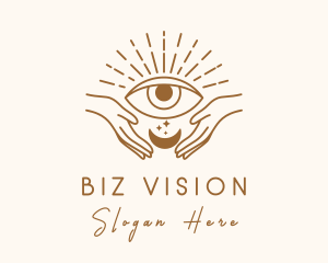 Moon Eye Mystic Hand  logo design