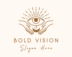 Moon Eye Mystic Hand  logo design