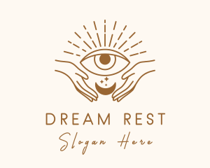 Moon Eye Mystic Hand  logo design