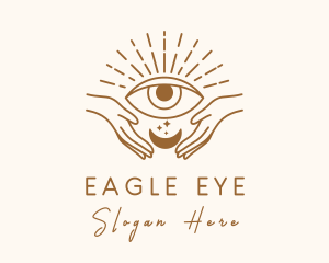 Moon Eye Mystic Hand  logo design