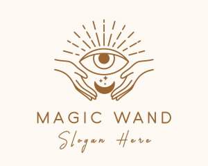 Moon Eye Mystic Hand  logo design