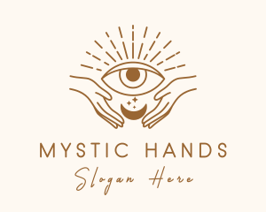 Moon Eye Mystic Hand  logo design