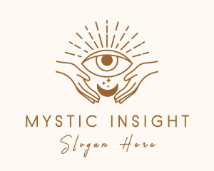 Moon Eye Mystic Hand  logo design