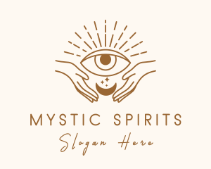 Moon Eye Mystic Hand  logo design