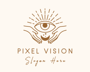 Moon Eye Mystic Hand  logo design