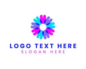Overlap - Fluorescent Neon Flower logo design