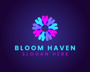 Fluorescent Neon Flower logo design