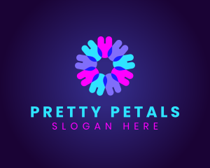 Fluorescent Neon Flower logo design