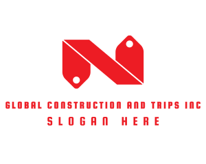 Initial - Red N Tag logo design