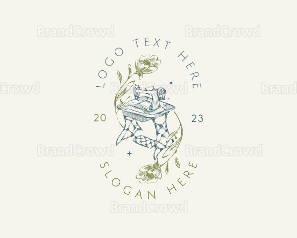 Sewing Machine Seamstress Floral Logo