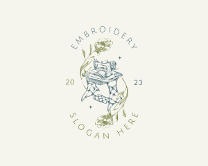 Sewing Machine Seamstress Floral logo design