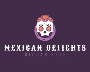 Decorative Mexican Skull logo design