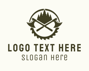 Saw - Axe Wood Lumberjack logo design