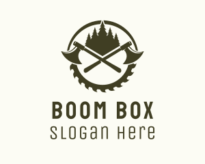 Axe Wood Lumberjack logo design