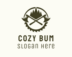 Axe Wood Lumberjack logo design