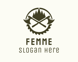 Axe Wood Lumberjack logo design