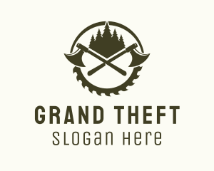 Logger - Axe Wood Lumberjack logo design