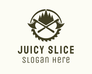 Axe Wood Lumberjack logo design