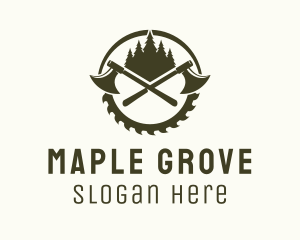 Axe Wood Lumberjack logo design