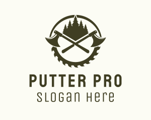 Axe Wood Lumberjack logo design