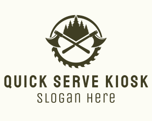 Axe Wood Lumberjack logo design