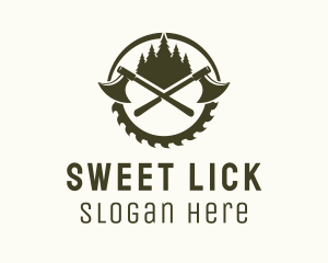 Axe Wood Lumberjack logo design