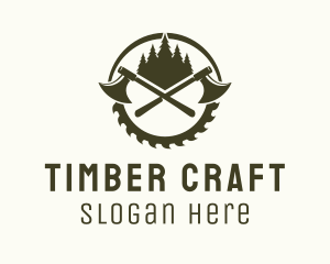 Woodcutting - Axe Wood Lumberjack logo design