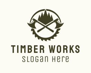 Logger - Axe Wood Lumberjack logo design