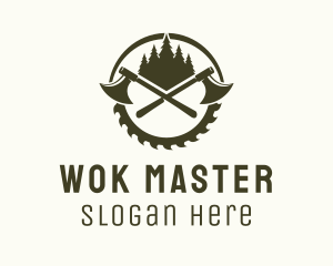 Axe Wood Lumberjack logo design