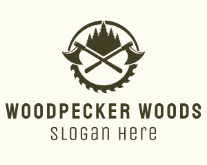 Axe Wood Lumberjack logo design