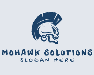 Blue Mohawk Skull logo design