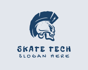 Blue Mohawk Skull logo design