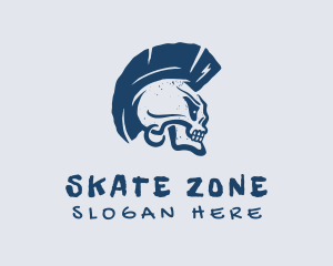 Blue Mohawk Skull logo design