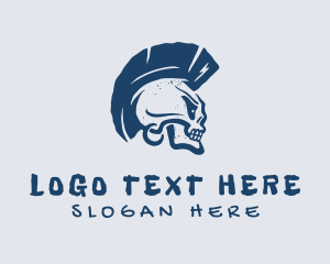 Spiky - Blue Mohawk Skull logo design