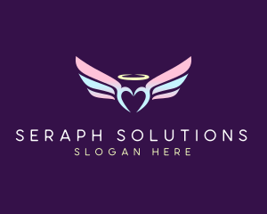 Seraph - Halo Heart Wing logo design